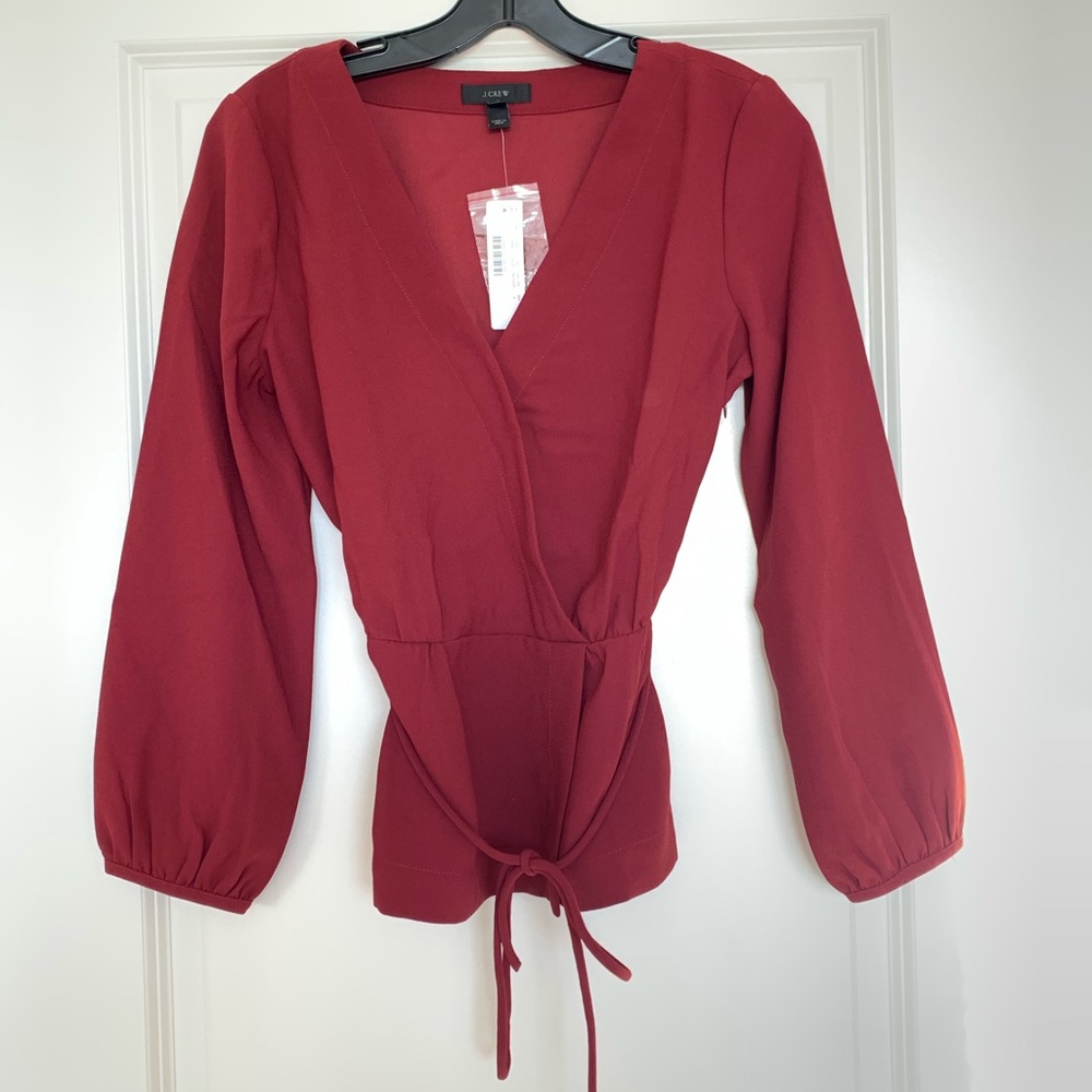 J. Crew Drapey crepe faux-wrap top - Picture 3 of 6